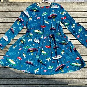 7-8 Mini Boden Teal Space Dog Dress
